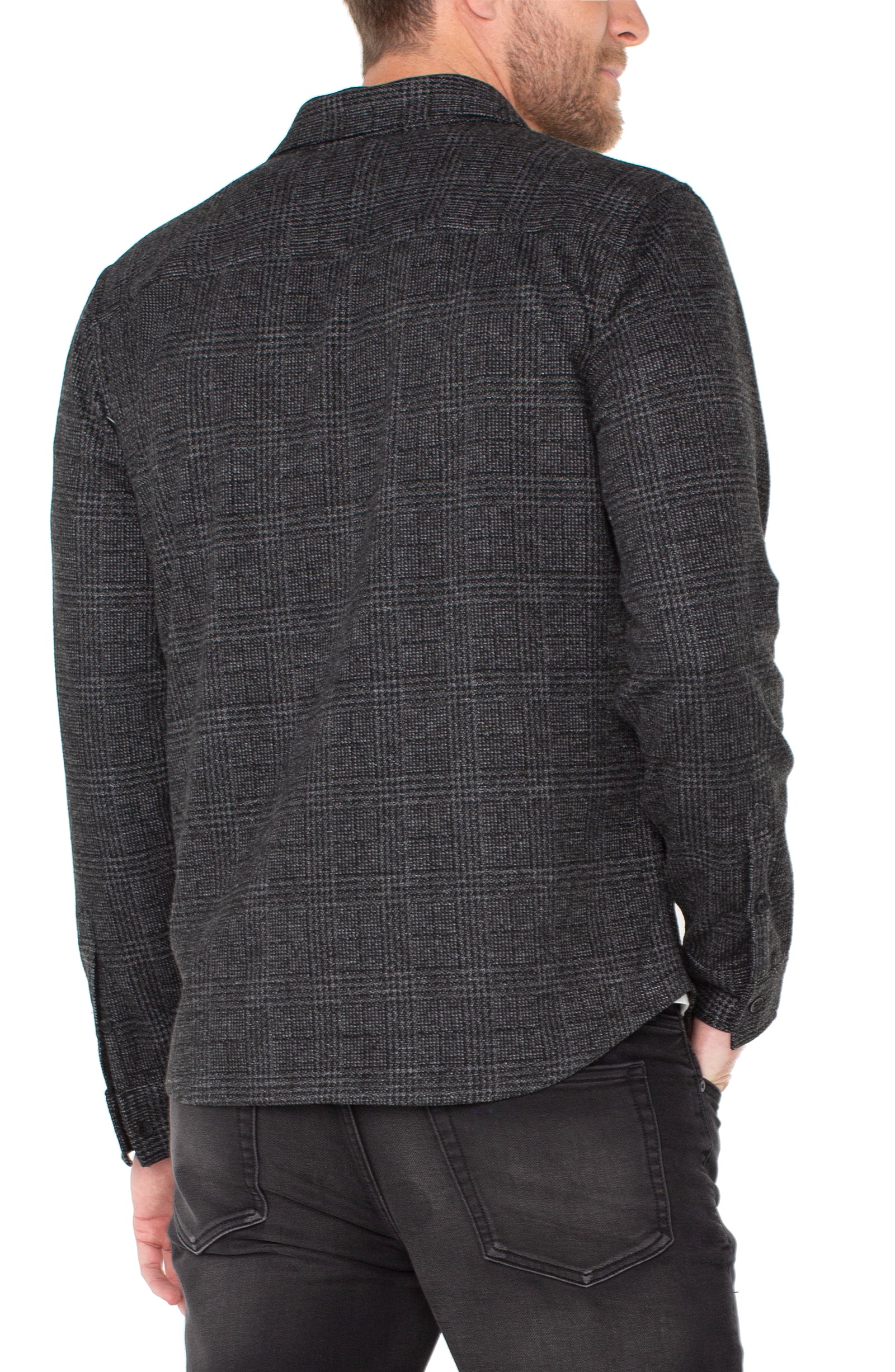 Charcoal and Black Button Front Shirt