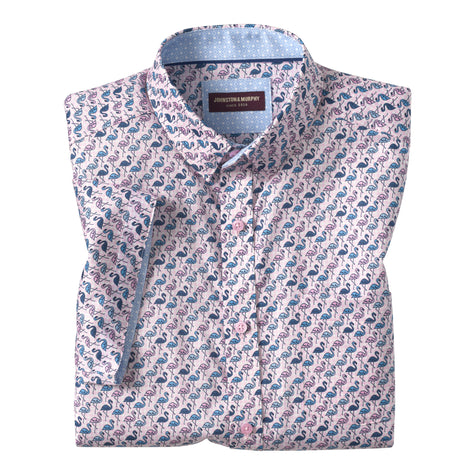 Flamingo Print Short Sleeve Shirt