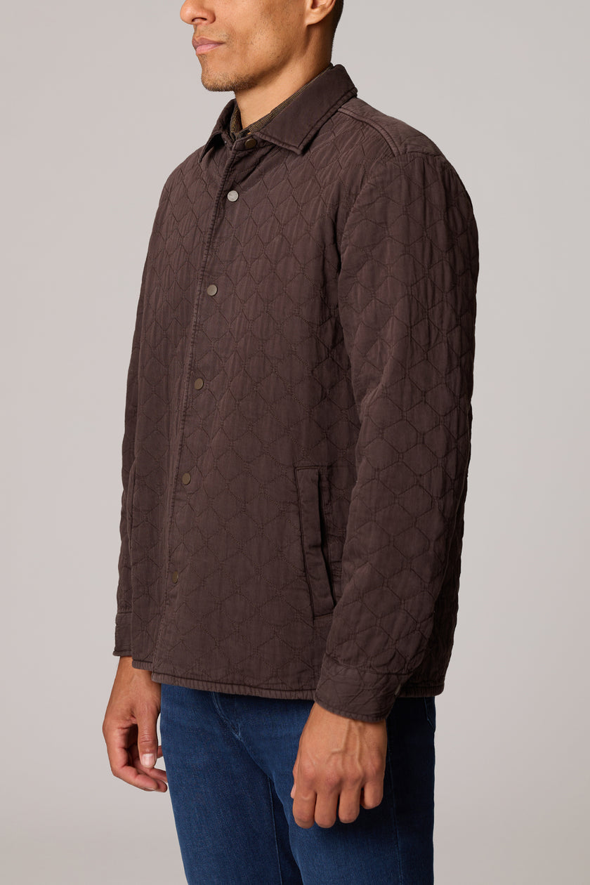 Brown Quilted Overshirt Jacket