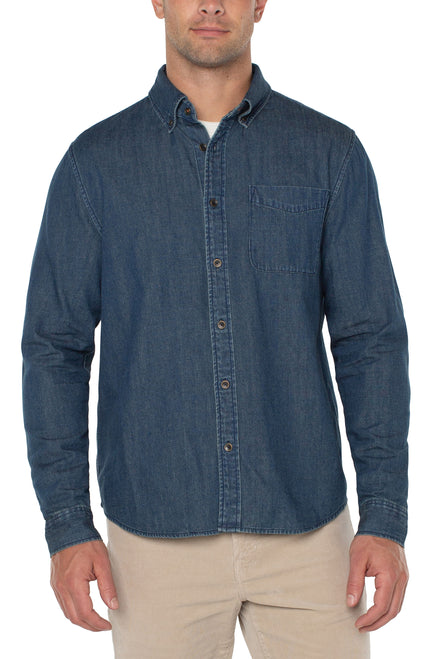 Woven Shirt with Button Collar