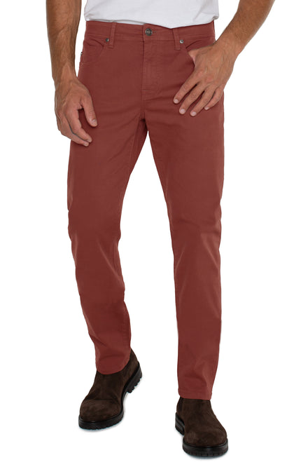 Kingston Modern Straight Twill Pant - Brick