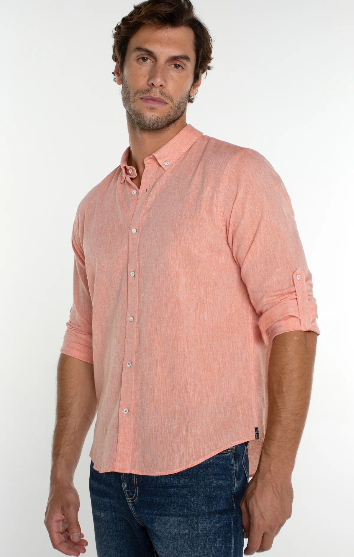 Button down rolled sleeve shirt