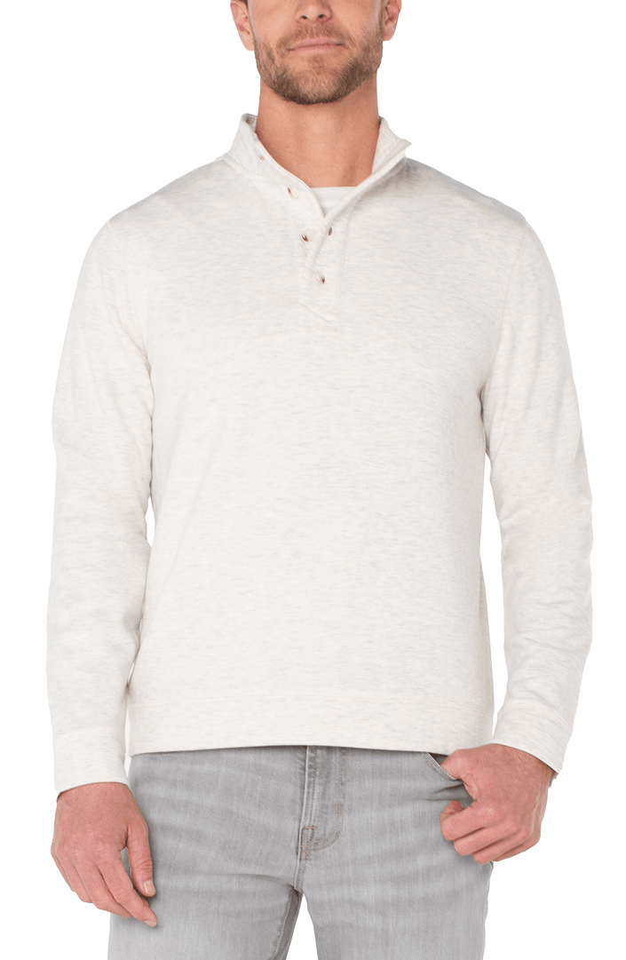 Mock Neck Button Pullover