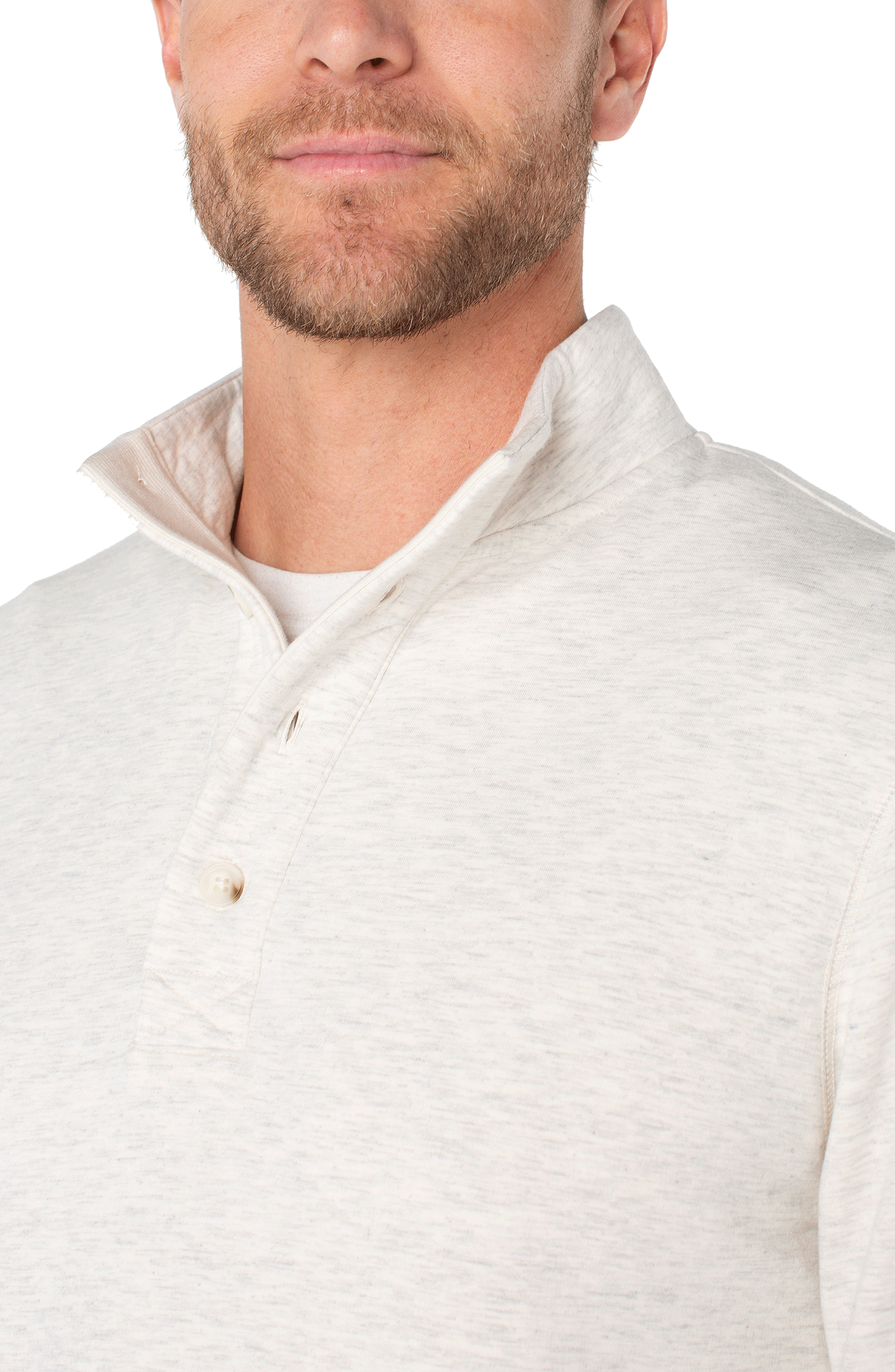 Mock Neck Button Pullover