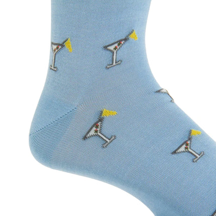 Martini Glass Cotton Sock Linked Toe Mid-Calf