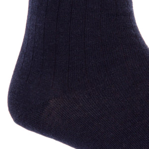 SOLID RIBBED COTTON SOCK LINKED TOE MID-CALF