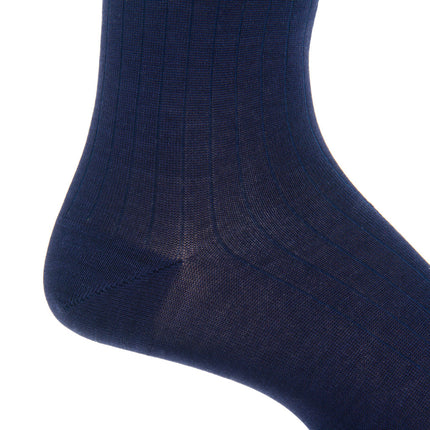 SOLID RIBBED COTTON SOCK LINKED TOE MID-CALF